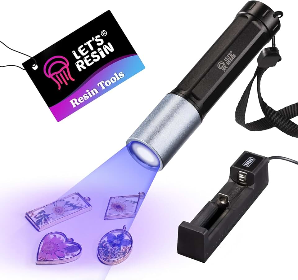 LET'S RESIN 365 nm UV Flashlight, Rechargeable Mini Resin Curing Light | Portable Waterproof UV Flashlight Supports Resin Curing and Can Help Reveal Pet Urine, Dry Stains and Bed Bugs