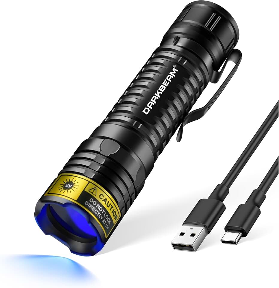DARKBEAM UV Flashlight Filtered 365nm LED Black Light Woods Lamp Blacklight | Ultraviolet Flashlights Rechargeable Mini Powerful, Pet Urine Detector, for Cat Ringworm, Uranium Glass, Rocks, Resin Curing ClimatePartner certified