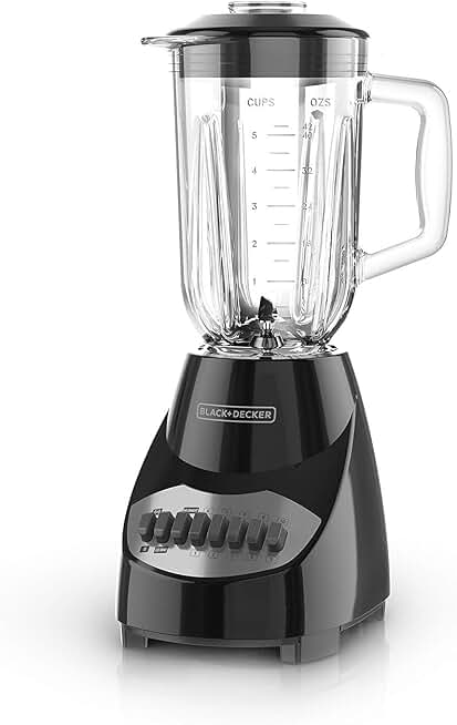 BLACK+DECKER Countertop Blender with 6-Cup Glass Jar, 10-Speed Settings, Black, BL2010BG | Glass jar blender featuring 10 speeds, pulse control, stainless blade and dishwasher-safe parts for everyday blending.