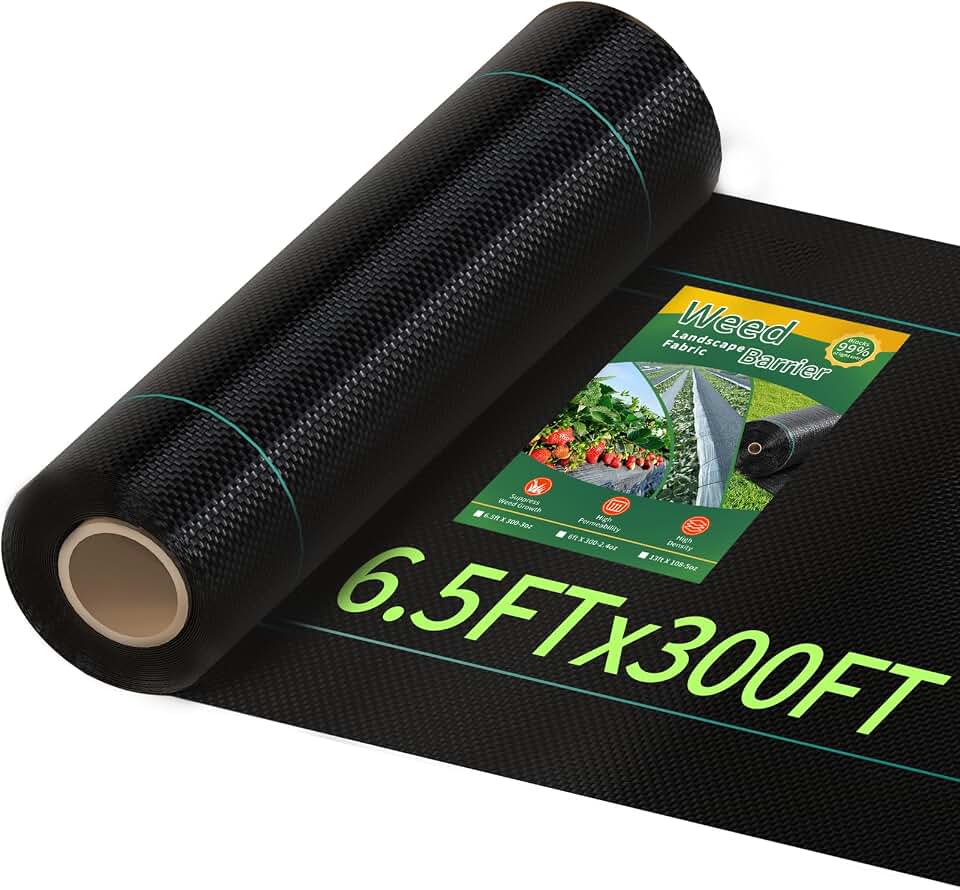 Pterying 6.5x300ft Weed Barrier Landscape Fabric Heavy Duty, 3oz | Outdoor Ground Cover for Yard, Garden Geotextile Fabric for Driveways, Blocks Weeds, Under Gravel &amp; Mulch
