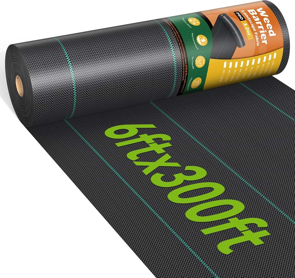 iropro Weed Barrier Fabric Heavy Duty 6ft x 300ft Landscape Fabric | 3.2oz Woven Weed Control Fabric, Water Permeable Weed Block Fabric, For Garden, Flower Beds, Driveways &amp; Landscaping