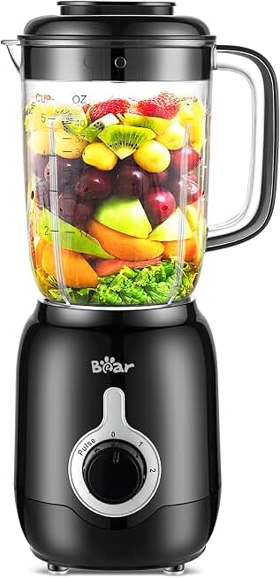 Bear Blender, 2025 New 700W Smoothie Countertop Blender featuring 40oz Cup for Shakes and Smoothies, 3-Speed for Crushing Ice, Puree and Frozen Fruit with Autonomous Clean | 40oz Cup for Shakes and Smoothies, 3-Speed for Crushing Ice, Puree and Frozen Fruit with Autonomous Clean