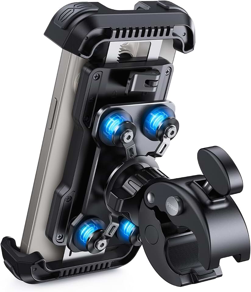 Lamicall Motorcycle Phone Mount Holder with Dual Vibration Dampener | Upgrade Handlebar Clip, Motorcycle Cell Phone Holder, Bike Phone Mount, for iPhone Pro Max, 4.7-6.7" Phones, Black Global Recycled Standard