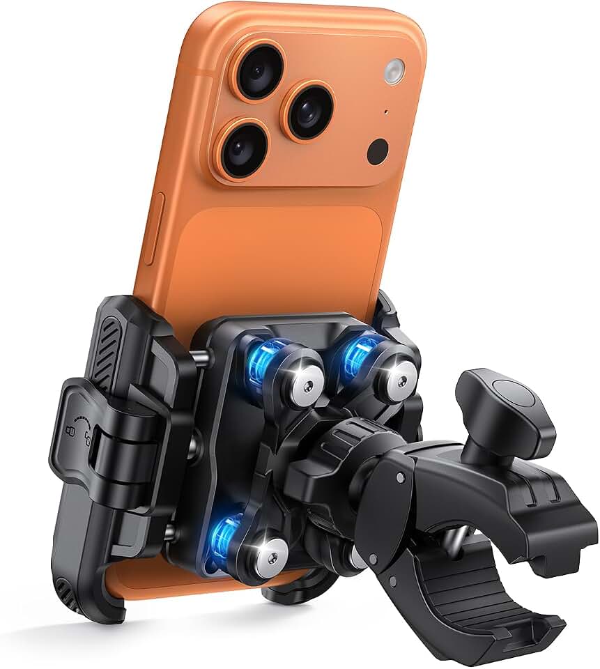 Lamicall Motorcycle Bike Phone Mount with Upgrade Vibration Dampener | Camera Friendly, for 6-7.2" Phones, Bike Phone Holder Handlebar Clamp, Bicycle Cell Phone Mount, iPhone, Galaxy Global Recycled Standard