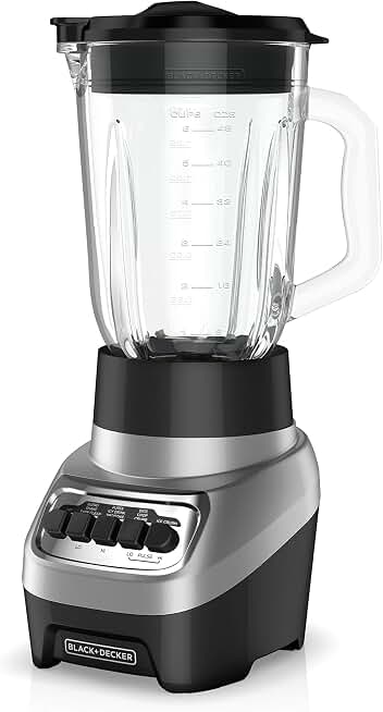 BLACK+DECKER PowerCrush Multi-Function Blender with 6-Cup Glass Jar, 4 Speed Settings, Gray