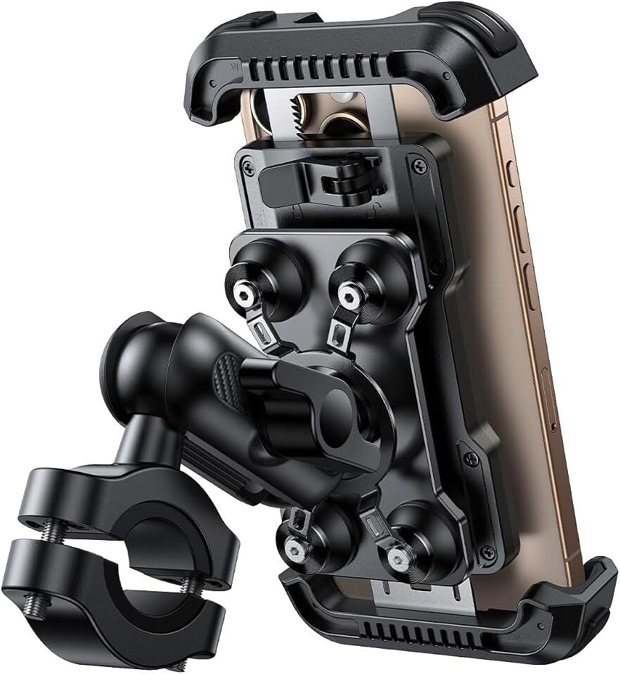 Lamicall Motorcycle Phone Mount Holder with Metal Extension Arm | Dual Vibration Dampener, Bike Cell Phone Mount, Bicycle Handlebar Phone Clamp, for iPhone Pro Max, 4.7-6.7" Phones Global Recycled Standard