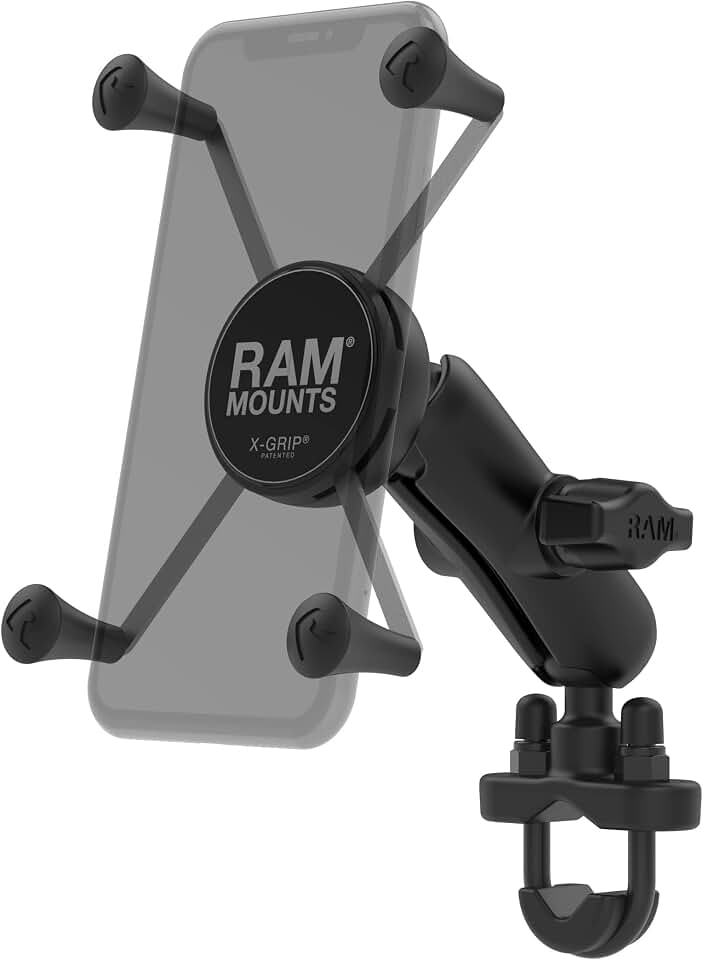 RAM MOUNTS X-Grip Large Phone Mount with U-Bolt Base and Medium Arm | Motorcycle handlebar mount for bikes and ATVs, fits large smartphones, B Size 1" ball system