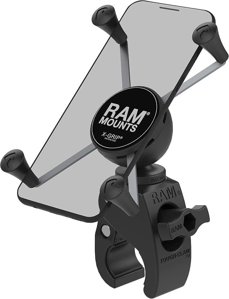RAM MOUNTS X-Grip Large Phone Mount with Tough-Claw Clamp Base | Universal mount for motorcycles, handlebars, bikes, kayaks and rails, fits large smartphones