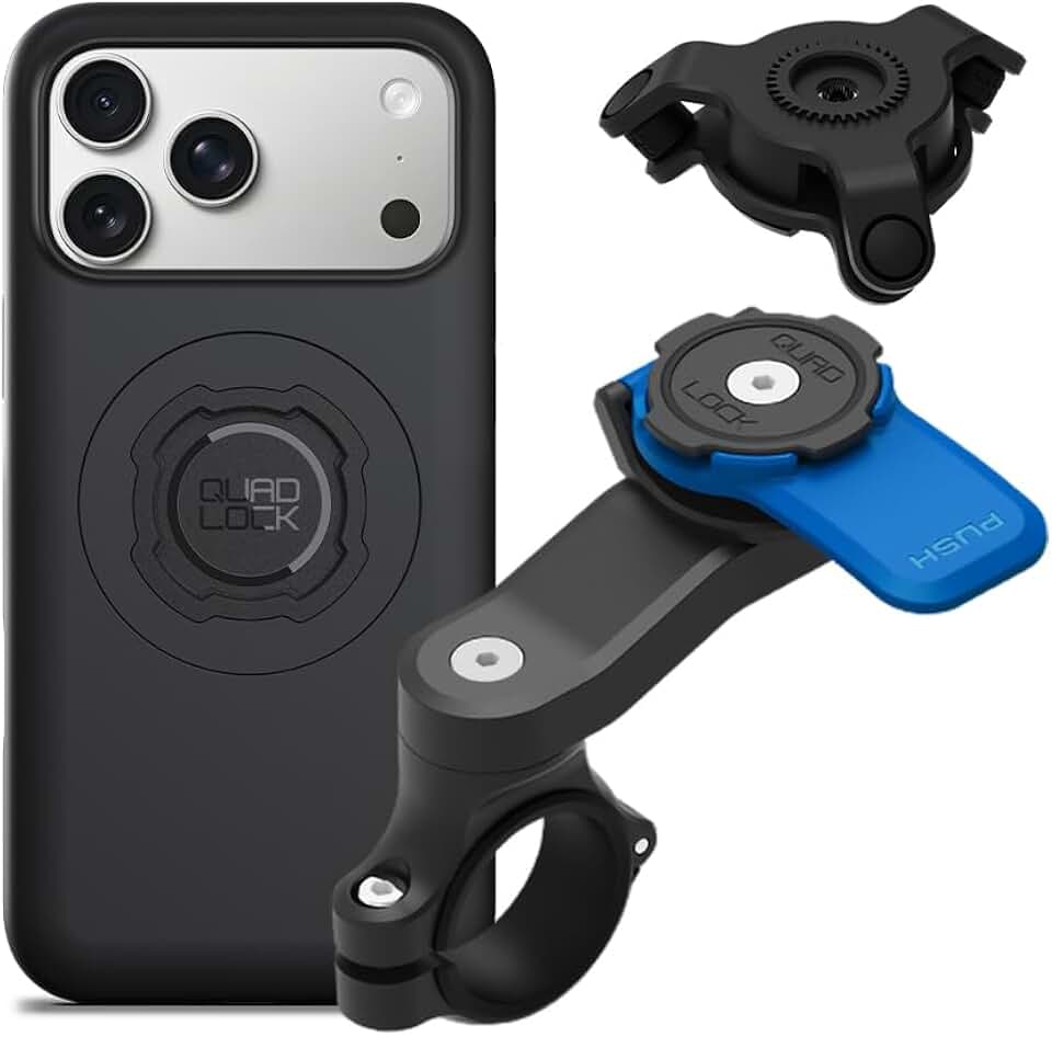 Quad Lock Moto Handlebar Kit with Dampener &amp; MAG Case for iPhone 17 Pro Max