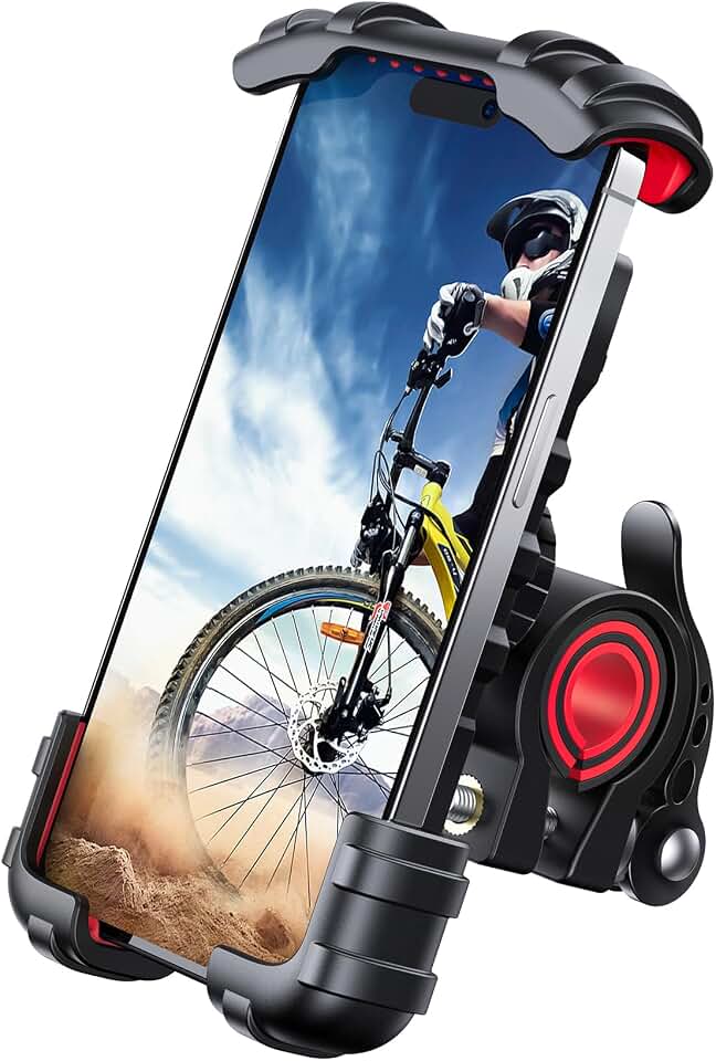 Lamicall Bike Phone Holder Motorcycle Mount - One-Hand Operation, Lockable | 360° Rotation Handlebar Clamp for 4.7-6.8" iPhone 17 Pro Max Air, Rubber Protect, Road Mountain Bike E-Bike Scooter Holder