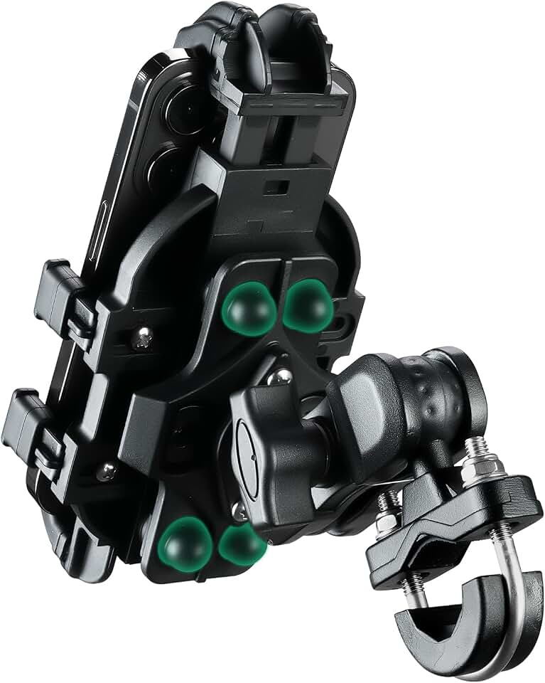 ROCKBROS Aluminum Motorcycle Bike Phone Mount with Vibration Dampener | Compatible for 4.7''-7.1'' Phones, Universal Handlebar, Compatible with iPhone 16/15/14/13 Pro Max