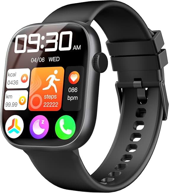 Smart Watch for Women Men, Fitness and Sleep Trackers with 1.83" HD Touchscreen, Bluetooth Calling Smartwatch for Android/iOS, IP67 Waterproof Multi-Sport Modes Pedometer, Jet Black