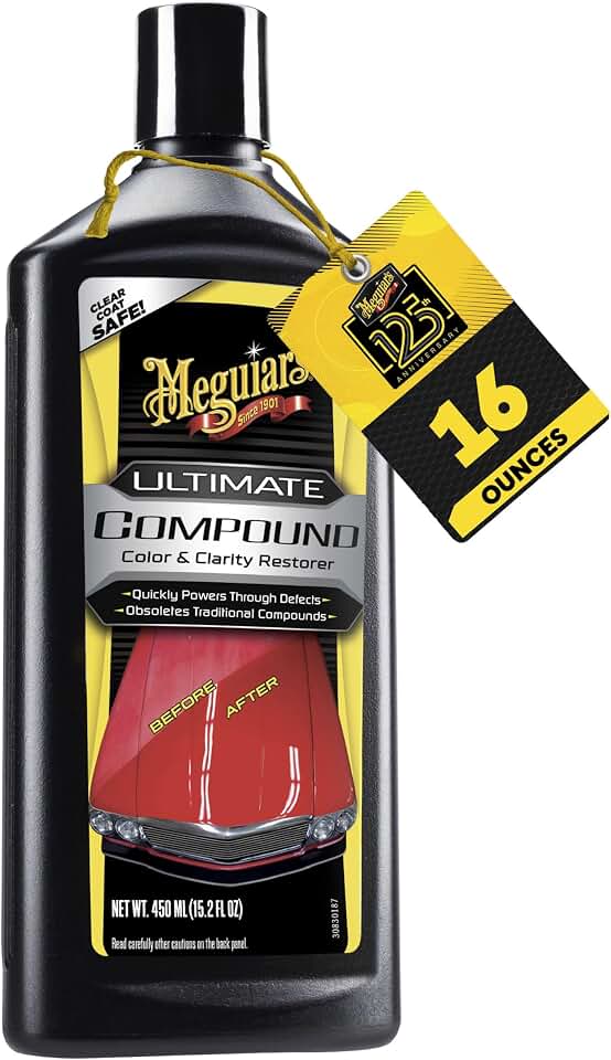Meguiar's Ultimate Compound, Pro-Grade Car Scratch Remover, 15.2 Oz | Paint Correction Compound , Removes Defects , Adds Gloss &amp; Shine, Single Stage and Clear Coat Scratch Removal