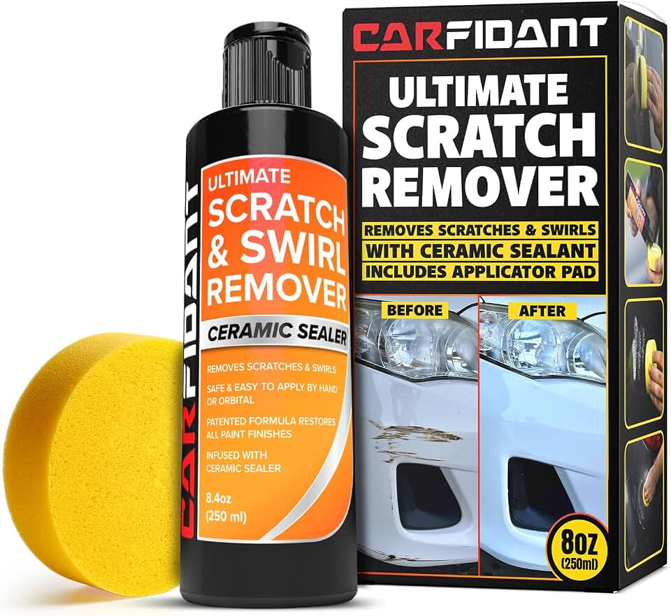 Carfidant Scratch Repair and Swirl Remover - Car Paint Scratch Remover &amp; Restorer Kit with Buffer Pad - Polishing &amp; Waxing Kits - Compound for Vehicles Paint Repair - 8.4 fl. Oz.