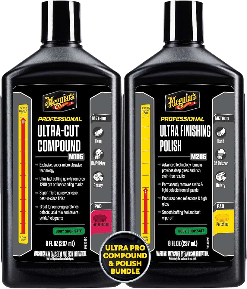 Meguiar’s Mirror Glaze Bundle, Polishing Compound Kit —Includes Ultra-Cut Compound And Ultra-Finishing For Scratch-Free Exterior Gloss; For Car Paint On Cars, Trucks &amp; Suvs | 2 Piece Kit, Includes Ultra-Cut &amp; Ultra-Finishing Compound , Scratch-Free Exterior Gloss, For Glossy Paint On Cars &amp; Trucks