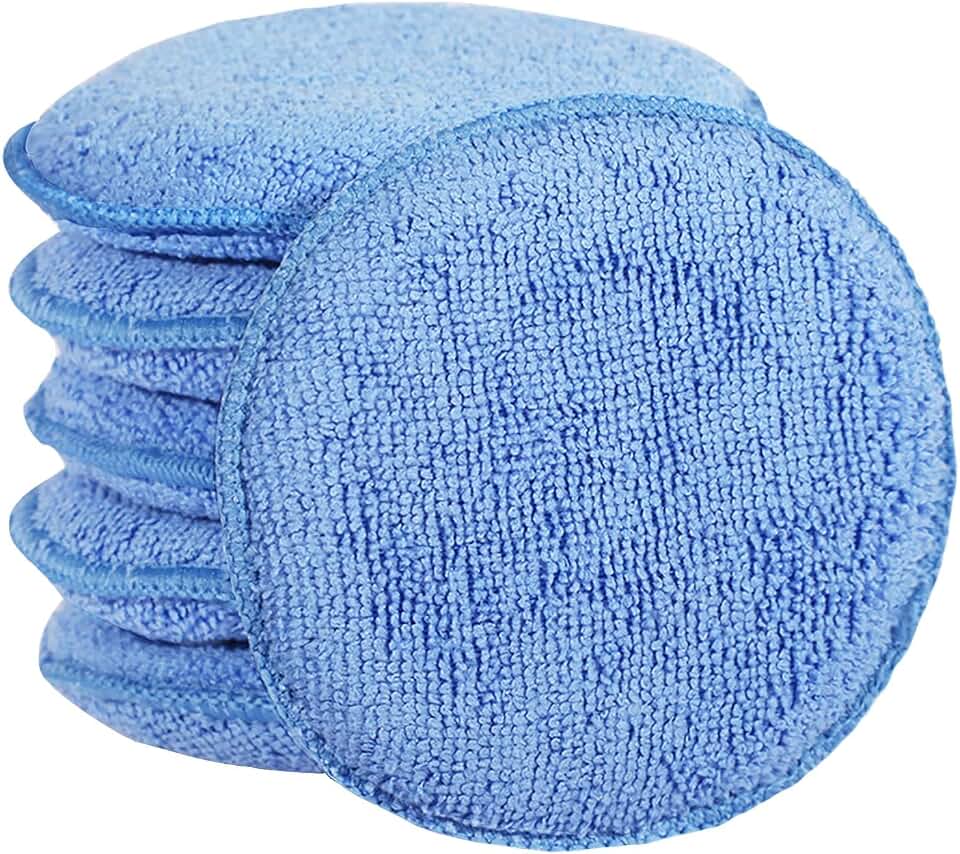 FONAROLL Microfiber Wax Applicator Pads, Car Wax Applicator, Buffing &amp; Detail Polishing Foam Pads for Car Cleaning and Fine Polishing (5" Diameter, 6 Pack)…