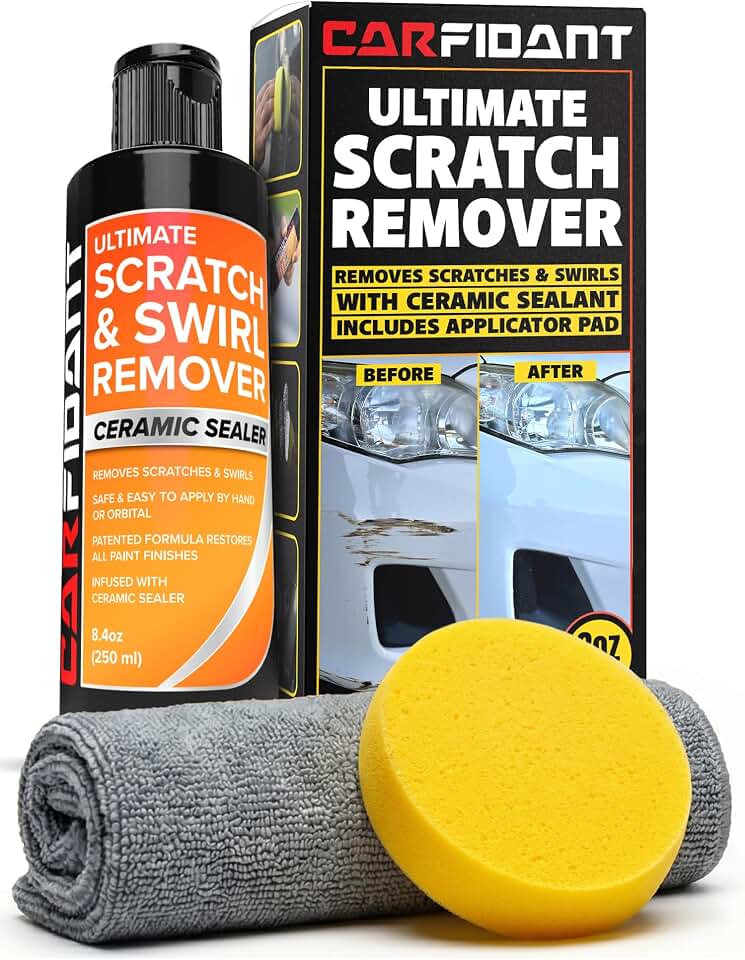 Carfidant Scratch and Swirl Remover - Car Scratch Remover for Vehicles Paint - Polishing Compound for Cars with Pad and Towel - Cutting and Buffing Compound for Paint Restorer