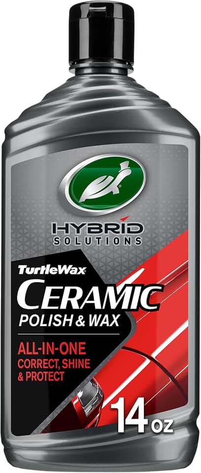 Turtle Wax Hybrid Solutions Ceramic Car Polish and Wax, 14 oz. (Pack of 1) | Light Car Scratch Remover &amp; Car Paint Restorer, High Gloss Car Wax &amp; Ceramic Coating Protection, Hand &amp; Machine Polisher Use