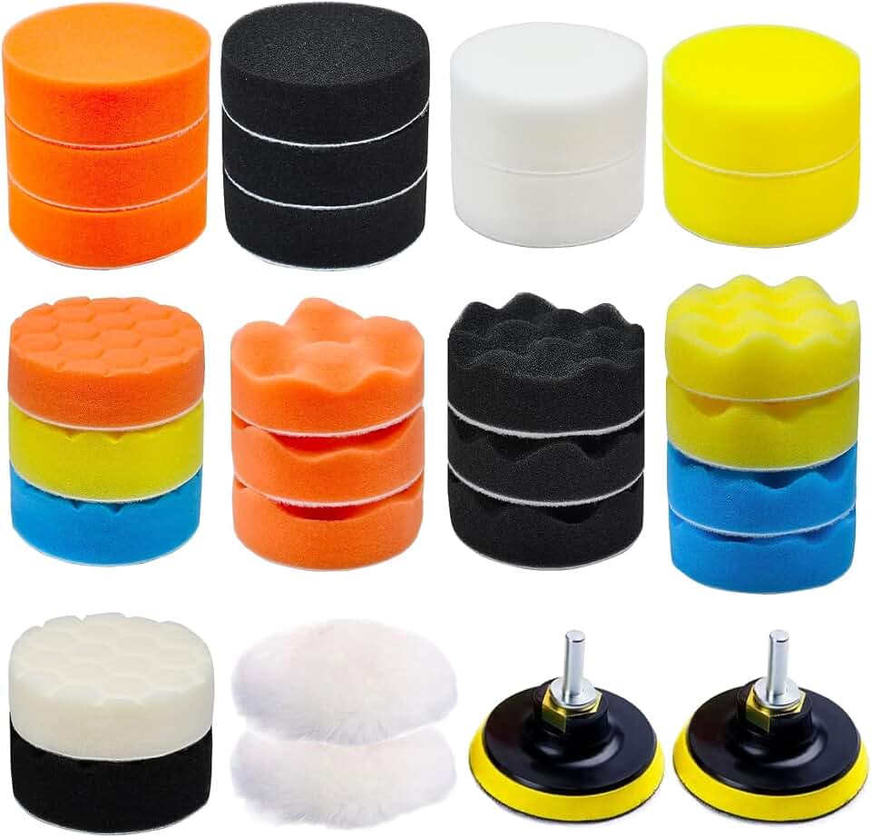 Car Foam Polishing Buffing Kit, Polishing Buffing Pads, Wool Pads,Polishing &amp; Buffing Wheels, for Headlights &amp; Body Foam Wax &amp; Buffer Kits (27)