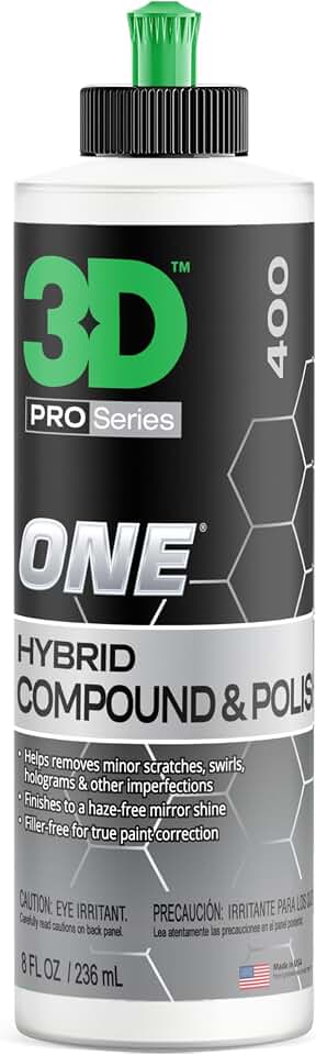 3D One Car Scratch &amp; Swirl Remover Hybrid Rubbing Compound &amp; Polish Buffing Compound for True Paint Correction 8oz Made in USA
