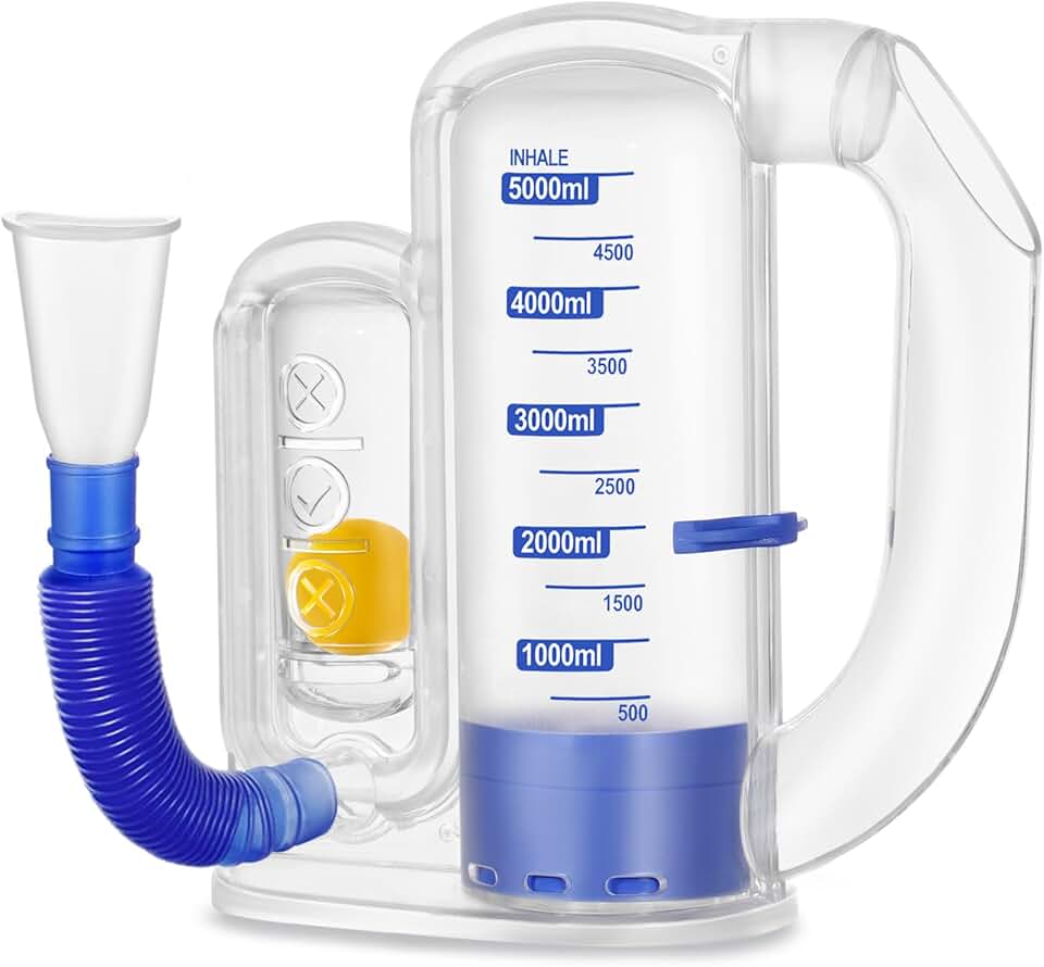 Breathing Exercise Device for Lungs, Lung Exerciser Device – 5000ml Volumetric Deep Breathing Trainer with Flow Rate Indicator for Respiratory Health &amp; Recovery