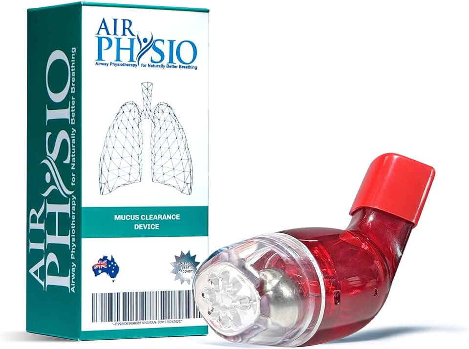 AirPhysio | Drug-Free Portable Breathing Trainer Device for Lungs | Breathe Better, Improve Lung Health &amp; Mucus Clearance | Average Lung Capacity Device | Made in Australia