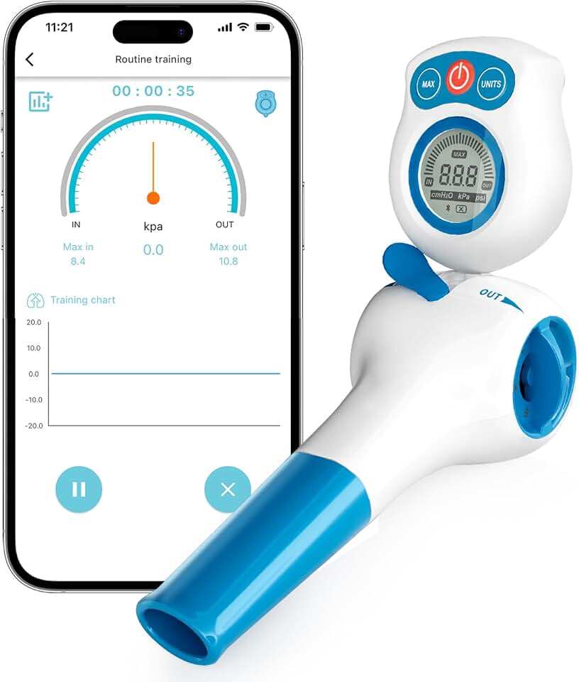 Sonmol Digital Breathing Exercise Device for Lungs with App &amp; Bluetooth | 6 independent resistance levels, app games, travel case, MIP/MEP test &amp; progress tracking – ideal for asthma/COPD, athletes