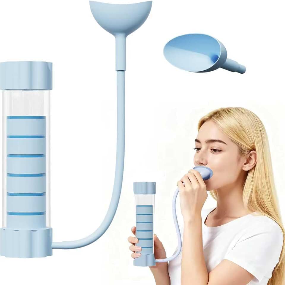 Deep Breathing Trainer, Adult Abdominal Fat Reduction Trainer, Easy to use and Clean, 6 Module Adjustable Breathing Dumbbells (Blue)