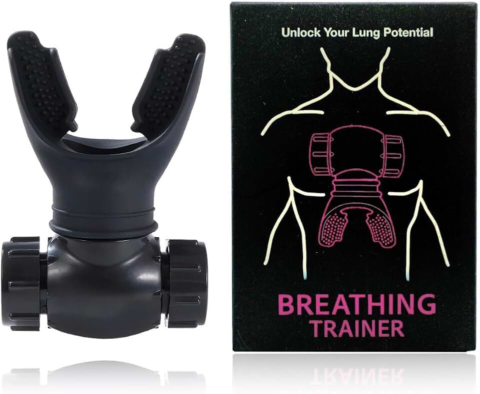 Lung Trainer, Dual-Control Breathing Device for Exercise, Black | Independent Inhale and Exhale Resistance, Soft Silicone Mouthpiece, Compact, Easy to Clean, Fitness and Daily Training