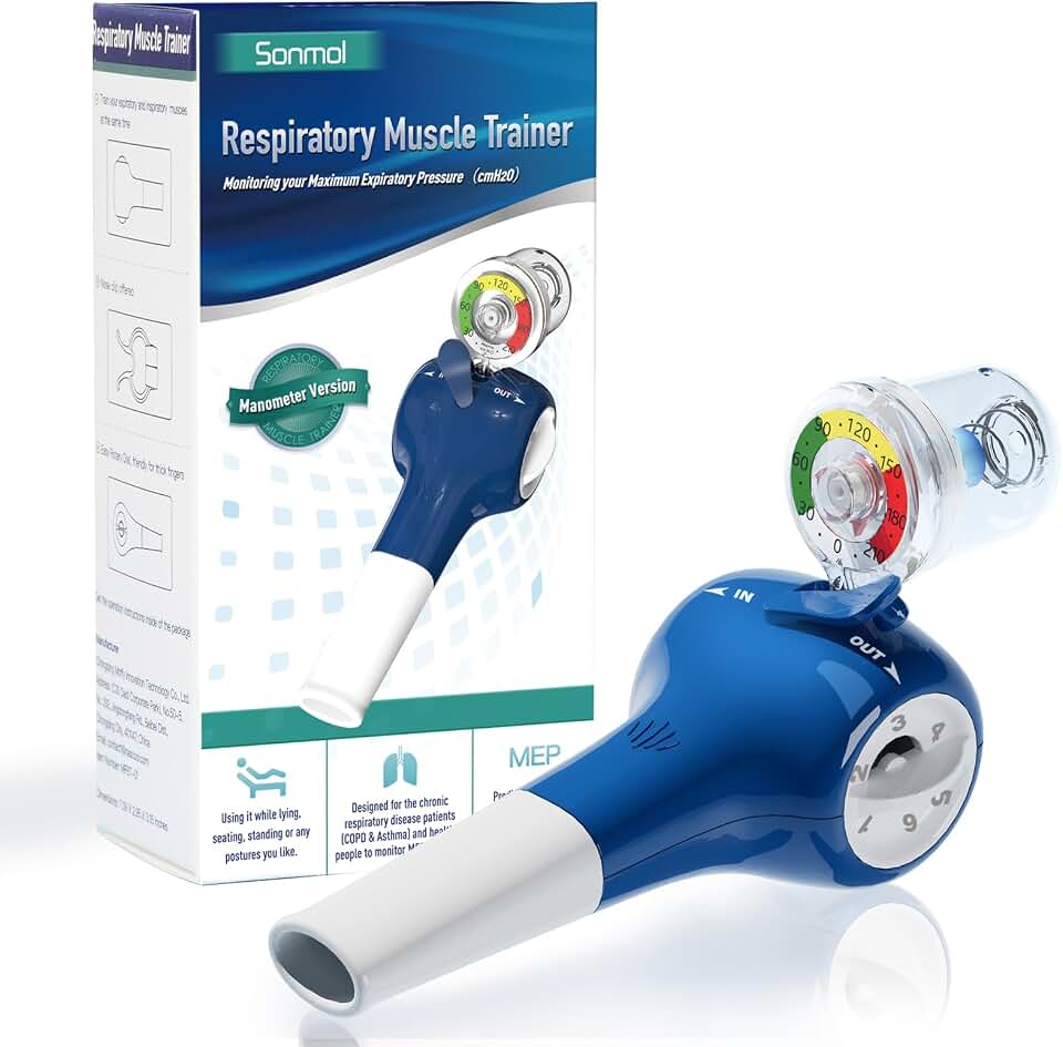 Sonmol Lung Trainer with Travel Case, MEP Test, 5 Resistance Levels | MEP measurement with needle manometer, easy to clean, hygienic, stronger lungs in 2 weeks, for better breath