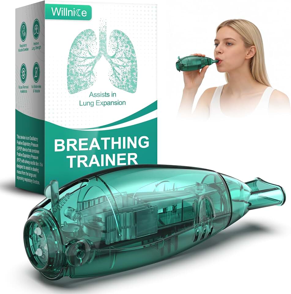 Breathing Exercise Device, Non-Measuring Exerciser &amp; Portable Lung Exerciser with Adjustable Resistance Flutter Valve, Respiratory Muscle Trainer for Mucus Clearance &amp; Better Breathing