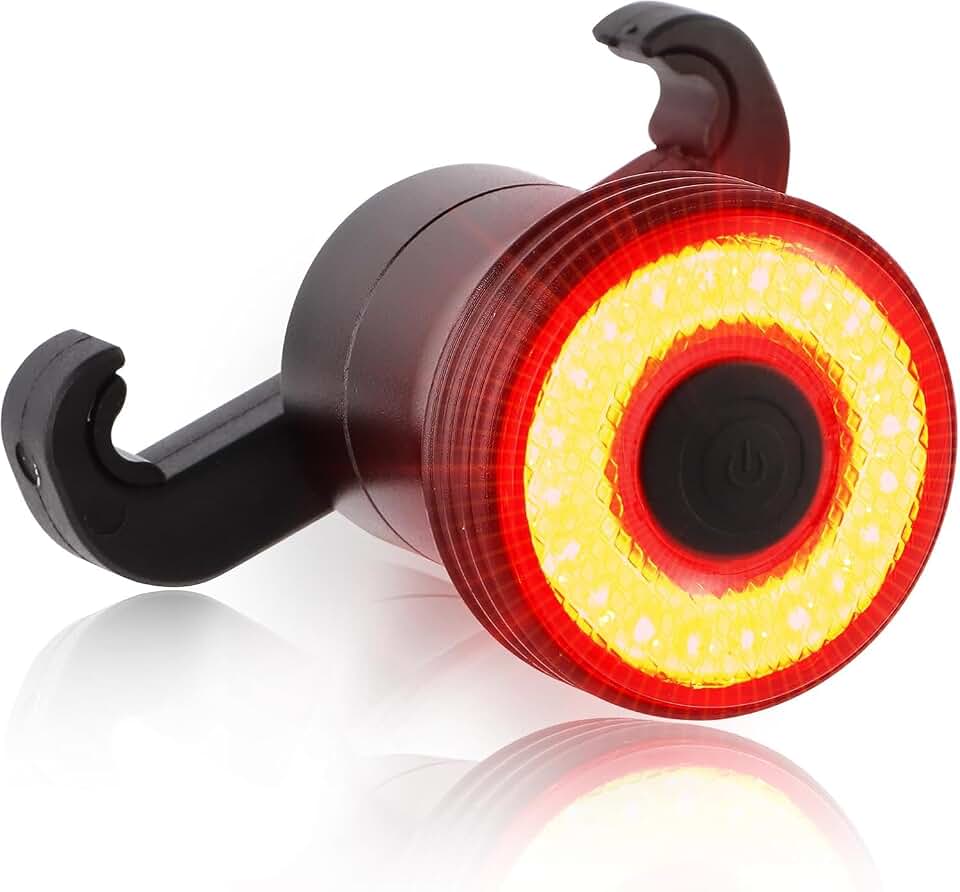 Smart Bike Tail Light, Brake Sensing, Auto On/Off, Saddle &amp; Seatpost Mount | Super Bright 22 LEDs Rear Bike Light, 5 Lighting Modes, USB C Rechargeable Bicycle Taillight, IP65 Waterproof