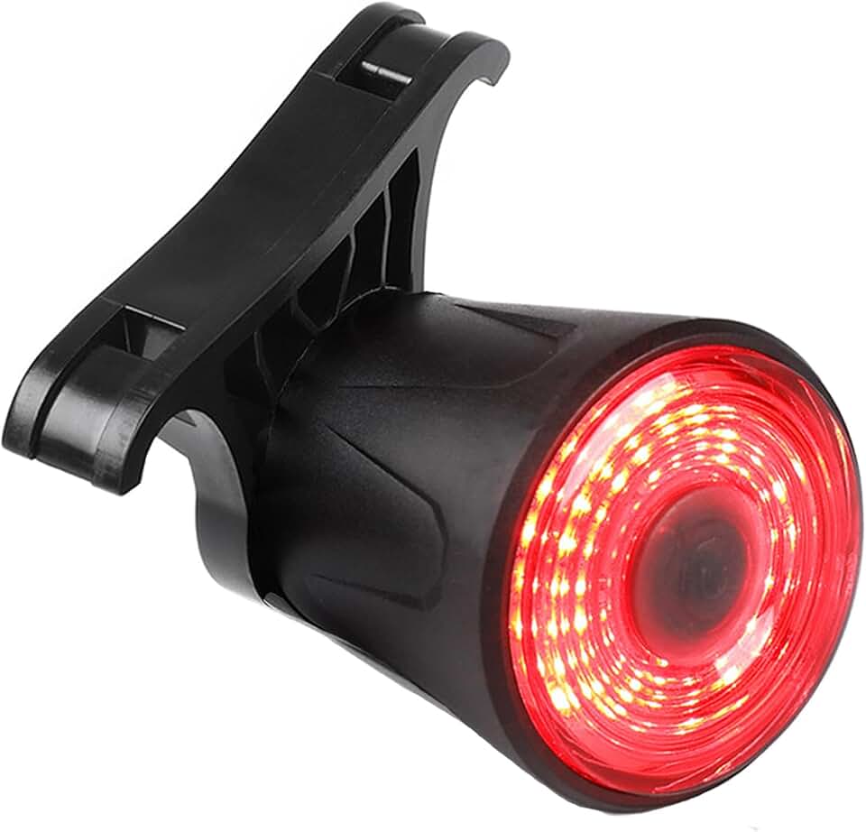 New Smart Bike Tail Light,Brake Sensing Bike Light with 6 Lighting Modes,Super Bright Rear Bike Light Auto On/Off,USB Rechargeable,IP65 Waterproof Bike Back Light-Seatpost Mount-and Saddle