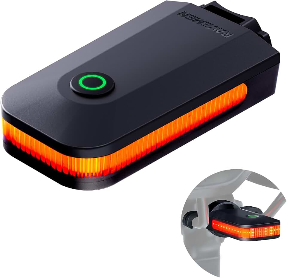 RAVEMEN CL01 Bike Tail Light, 300° Wide-Angle Rear Bicycle Light | for Night Riding, Saddle Mount Bike Taillight Safety Accessories with Auto On/Off, Brake Sensing, 5 Modes, 2 Mounting Ways