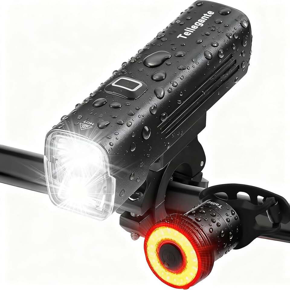 Super Bright Bike Lights for Night Riding, 2 Powerful LED for High Beam Low Beam Bicycle Lights, 6000mAh USB-C Rechargeable Bike Headlight, Smart Brake Bike Taillight, IPX6 Waterproof &amp; Aluminum Alloy