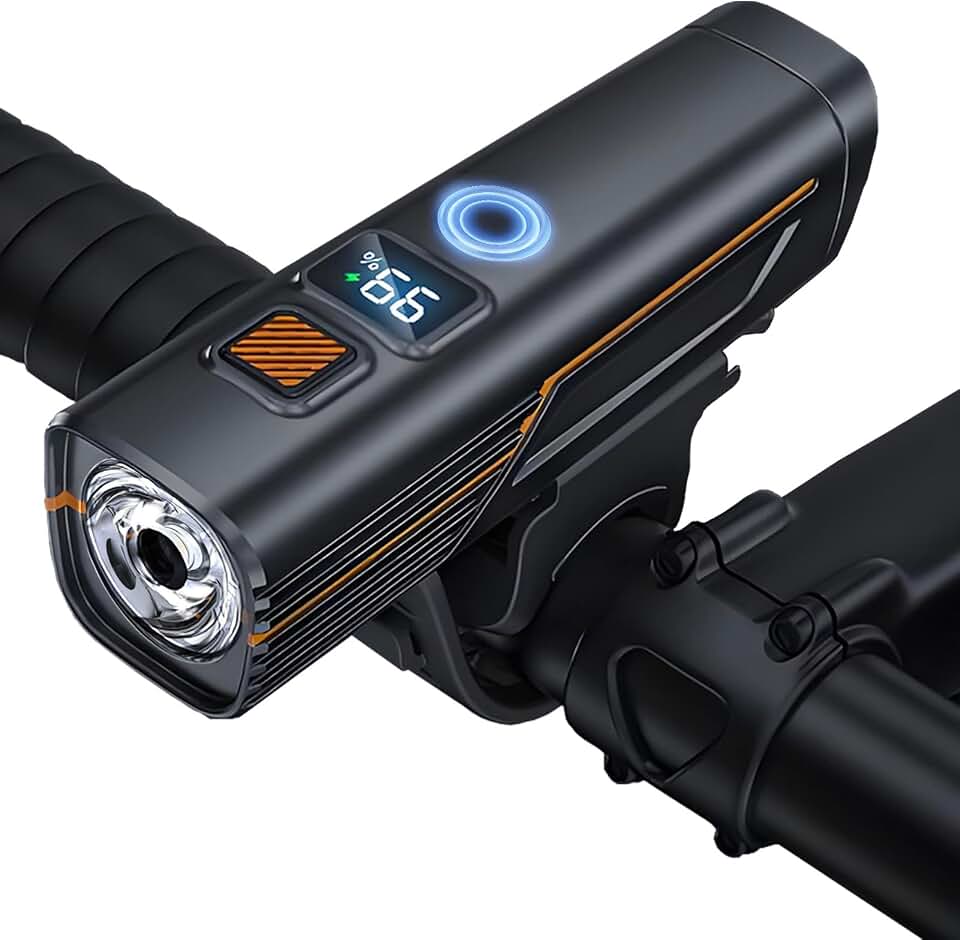 High Lumens Super Bright Bike Lights for Night Riding,Precision Battery Display&amp;Smart Auto Light Sensor,5Modes,USB Rechargeable Bike Headlight,Bicycle Lights for Road,Mountain,Cycling