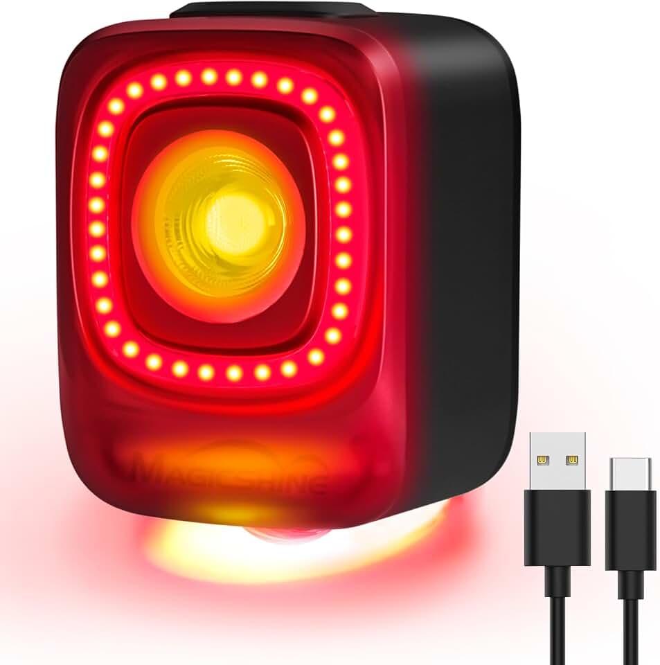 Magicshine Rechargeable Bike Tail Lights,200 Lumens Max Output,360° Visibility Bicycle Lights, Smart Brake Sensor IPX6 Waterproof Rear Bike Lights 5 Modes for Road Urban Cyclists