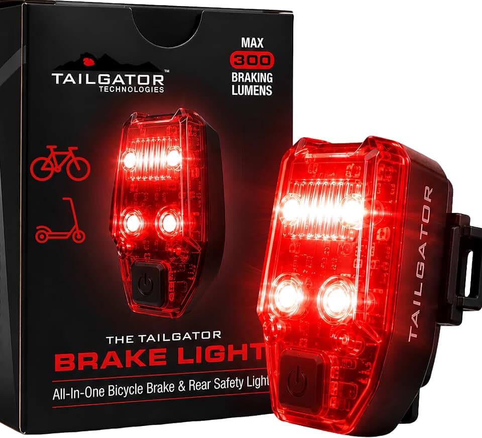 Rechargeable Smart Bike Tail Light Water Resistant, 300 Lumen Brake Light | Accurate Braking Sensor Sensor, 5 Year Guarantee, Battery Warning Light, 15 Second Attachment, Auto On-Off