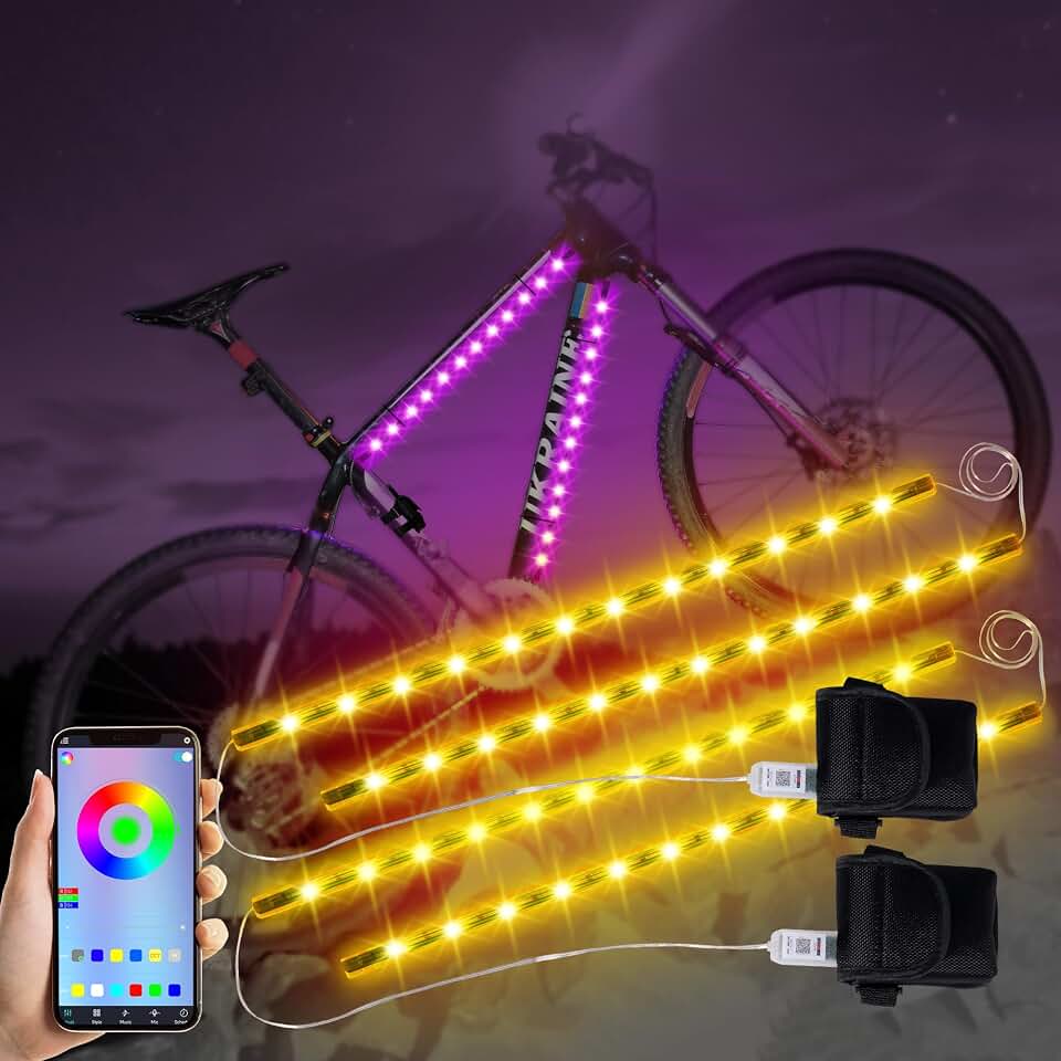 2-Pack Bike Lights for Night Riding, 47 Flashing Modes Colorful Smart Scooter Lights with Battery Box, Fun Safety &amp; Style Electric Skateboard Lights