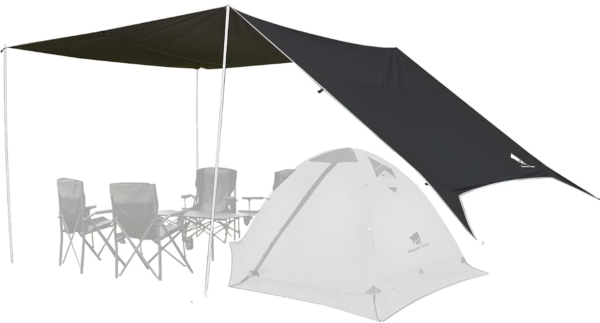 GEERTOP 17 x 10 ft Camping Tarp, Waterproof Rain Fly | Spacious Coverage, Reinforced Attachment Points, Multiple Setup Options for Campsites, Hammocks &amp; Outdoor Adventures Global Recycled Standard