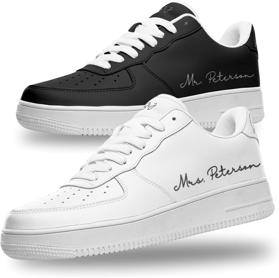 Custom Bride and Groom Matching Sneakers for Wedding Day, Custom Personalized Bridal Shoes with Names, Initials and Date, Honeymoon Husband and Wife Wedding Sneakers