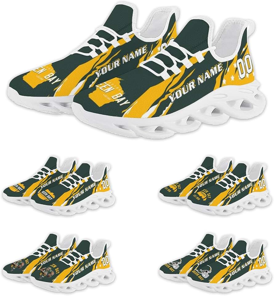 Custom Football Sneakers with Personalized Name Number &amp; Logo for Men Women
