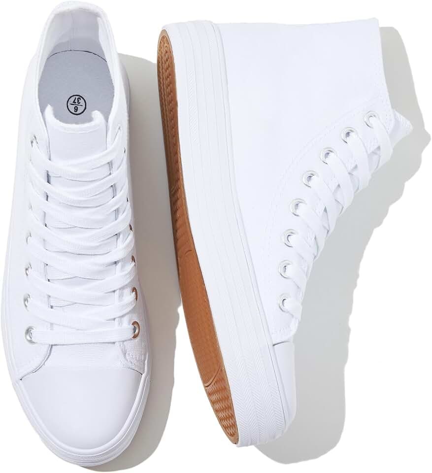 Witwatia Women's High Top Sneakers Canvas Shoes for Women Fashion Sneakers Comfortable Lace Up Casual Shoes