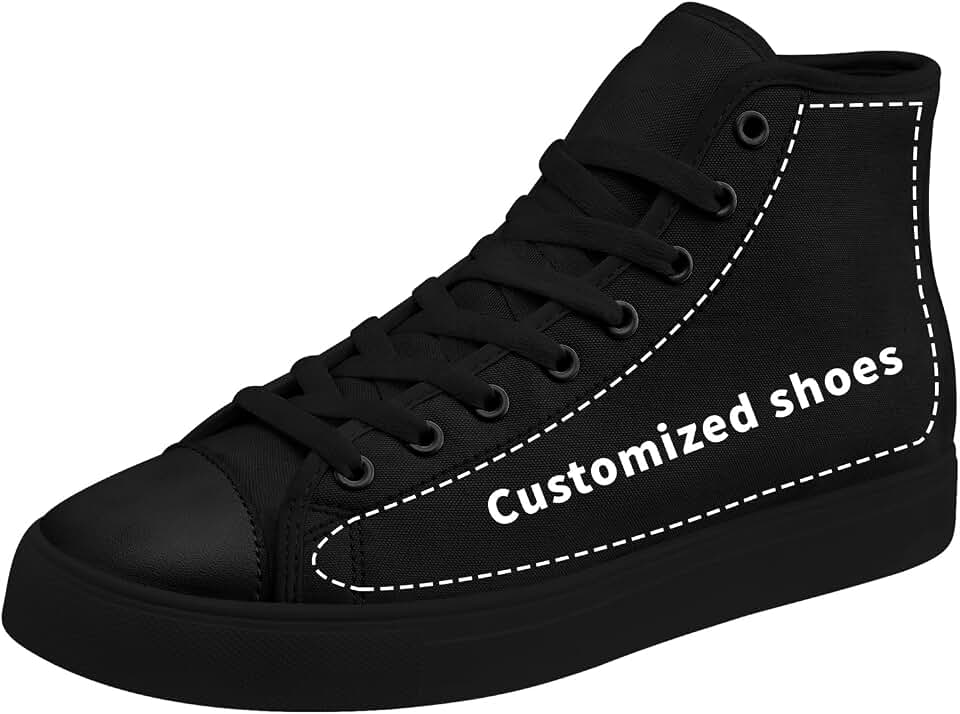Custom Couple High-top Canvas Shoes for Men&amp;Women Gift for Lovers Personalized Photo Name Light-Weight Flat Casual Sneaker
