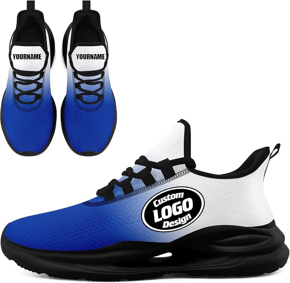 Color Gradient Custom Athletic Shoes, Personalized Running Sneakers Breathable Mesh Casual Walking Shoes