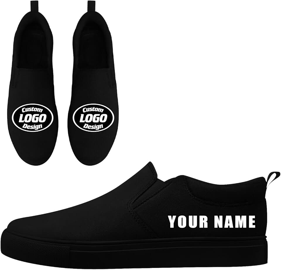 Custom Solid Color Canvas Slip-On Shoes Personalized Print Your Logo Name Lightweight Breathable Easy Wear Sneaker