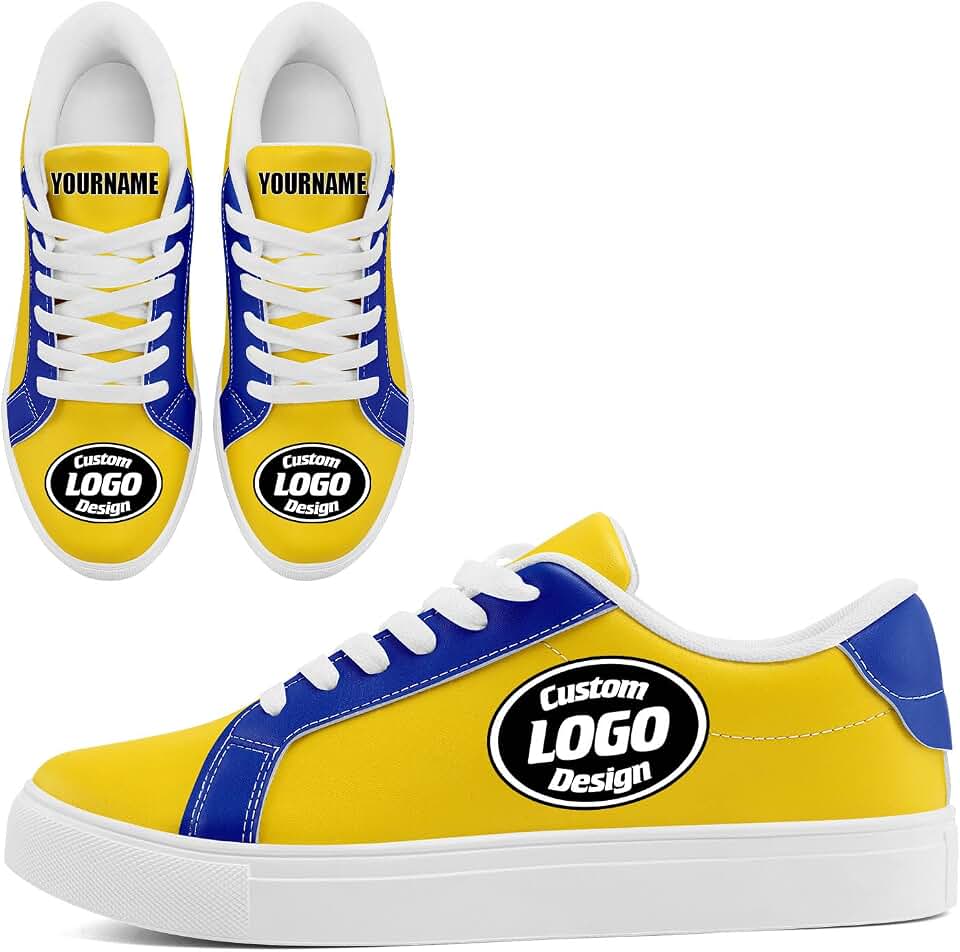 Custom Low Top Sneakers for Women Personalized Name Logo Fashion Color Block Lace-Up Casual Walking Shoes