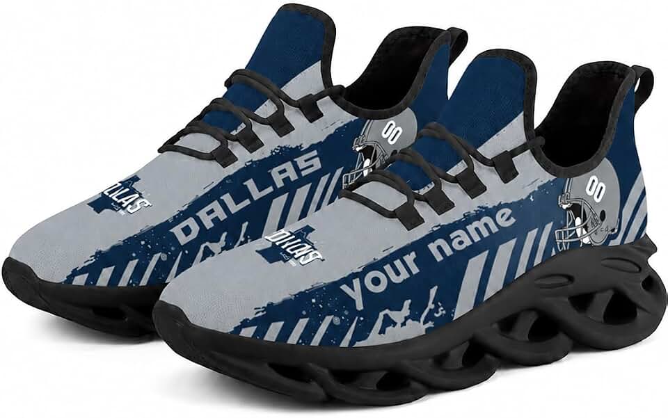 Men's Custom Football Flex Control Sneakers Personalized Breathable Fan Gift Name Number Workout Athletic Gym Slip-on Shoes