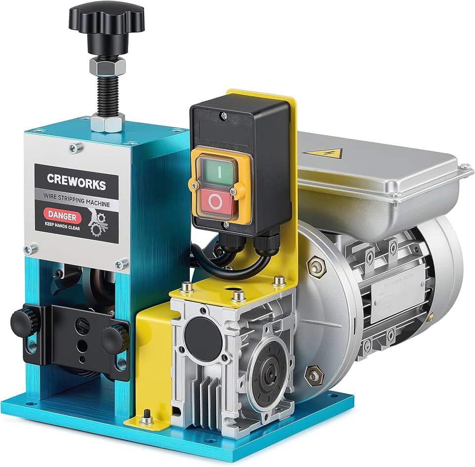 CREWORKS 180W Electric Wire Stripper Machine, 0.06"-1.18" Automatic Wire Stripping Machine, Wire Stripping Tool for 1.5-30 mm Scrap Wire, 5 Channel Copper Wire Stripper Tool for Cable Recycling