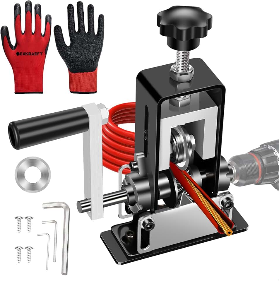 EXKRAEFT Manual Wire Stripping Machine Gauge Wire 0.06-1'' | Scrapping Copper Wire Stripper, Drill Powered &amp; Hand Crank Dual-drive Wire Stripper Tool for Scrap Copper Recycling
